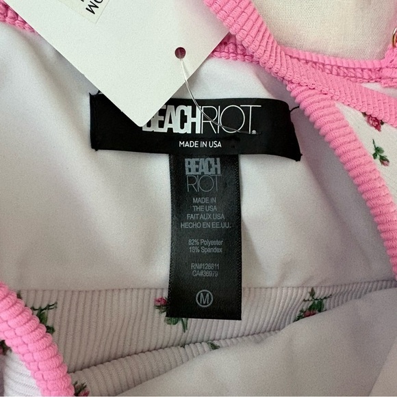 NEW NWT Beach Riot MEDIUM Emmy Swimwear Peony Blossom Bikini set bottom top - Picture 11 of 12